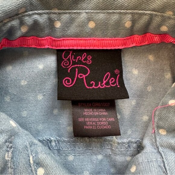 Girls Rule | Chambray Polka Dot & Tulle Twirl Dress | Size 12 Months - Picture 8 of 9